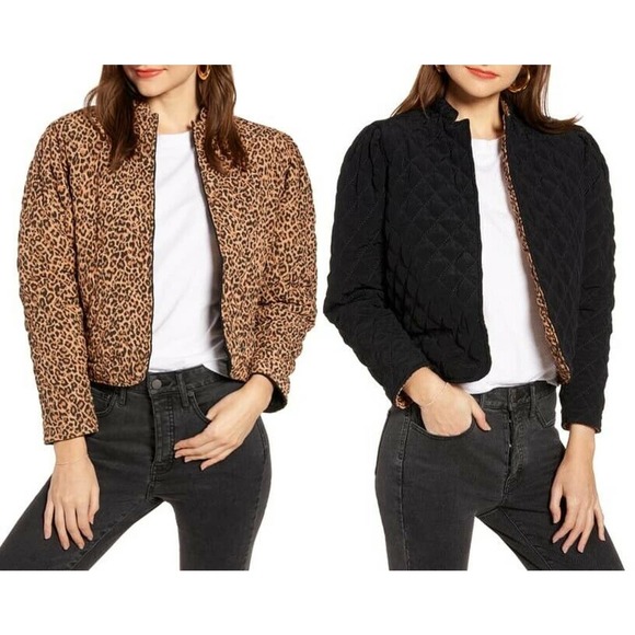 Something Navy Jackets & Blazers - Something Navy Reversible Quilted Jacket Leopard